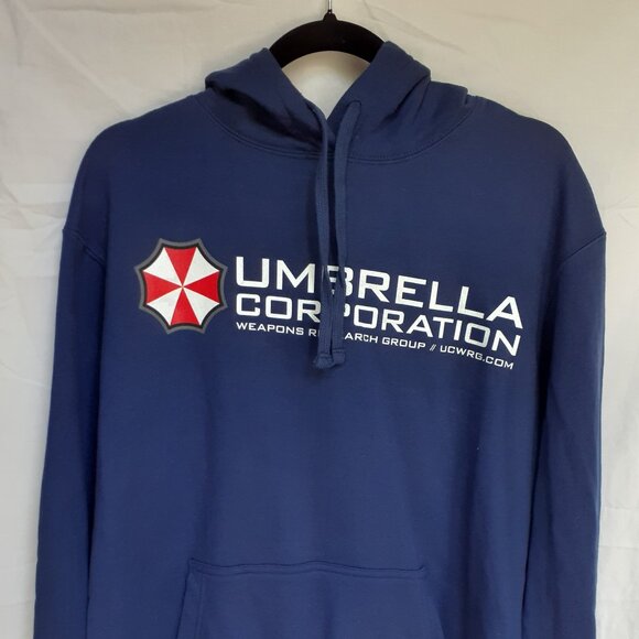 New Large Umbrella Corporation Resident Evil Blue Pullover Hoodie - Picture 2 of 6